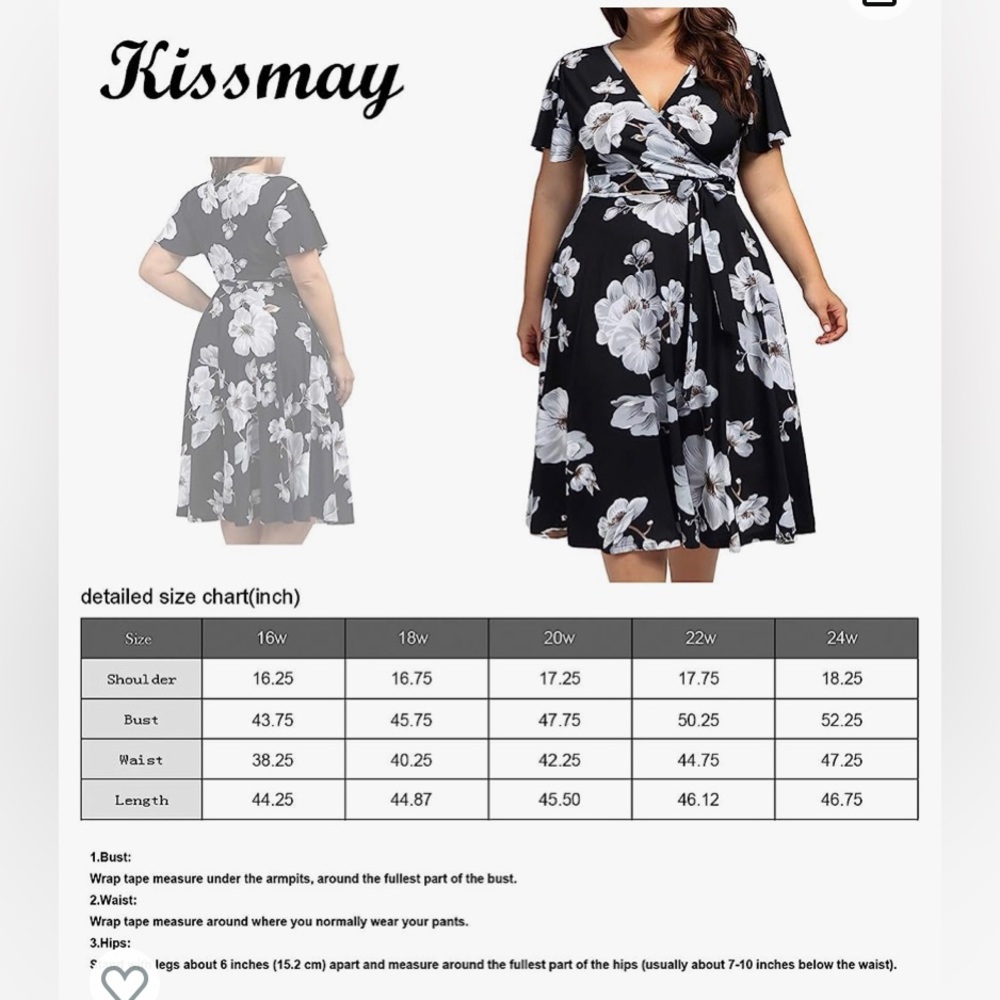 NWOT - kissmay Plus Size Womens V Neck Cocktail Party Midi Dress w/ Pocket - Picture 4 of 4